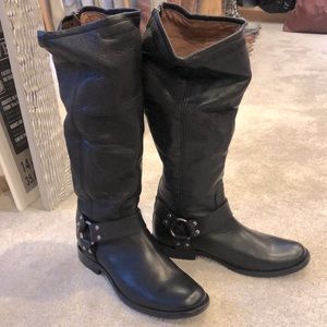NEW FRYE TALL LEATHER MOTO BOOTS